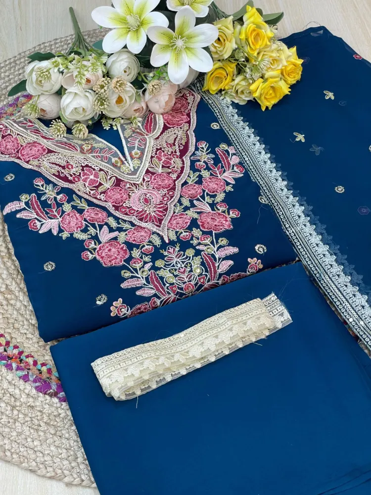 Premium Embroidered Soft Georgette 4-Piece For Women - Shopemart 1