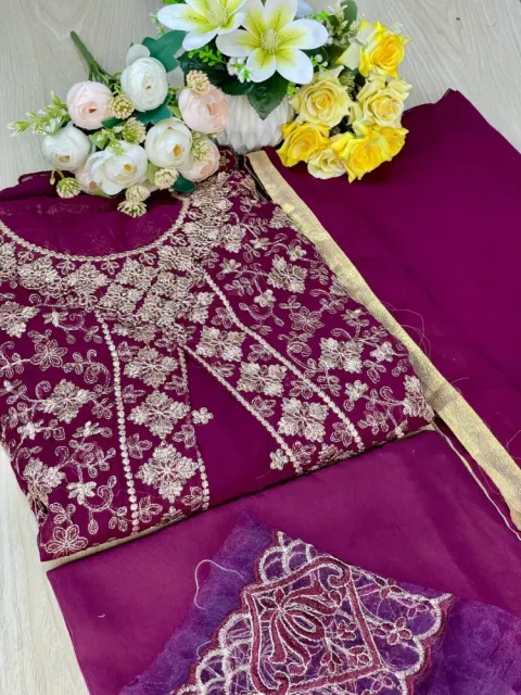 Premium Embroidered Soft Georgette 4-Piece For Women - Shopemart 1