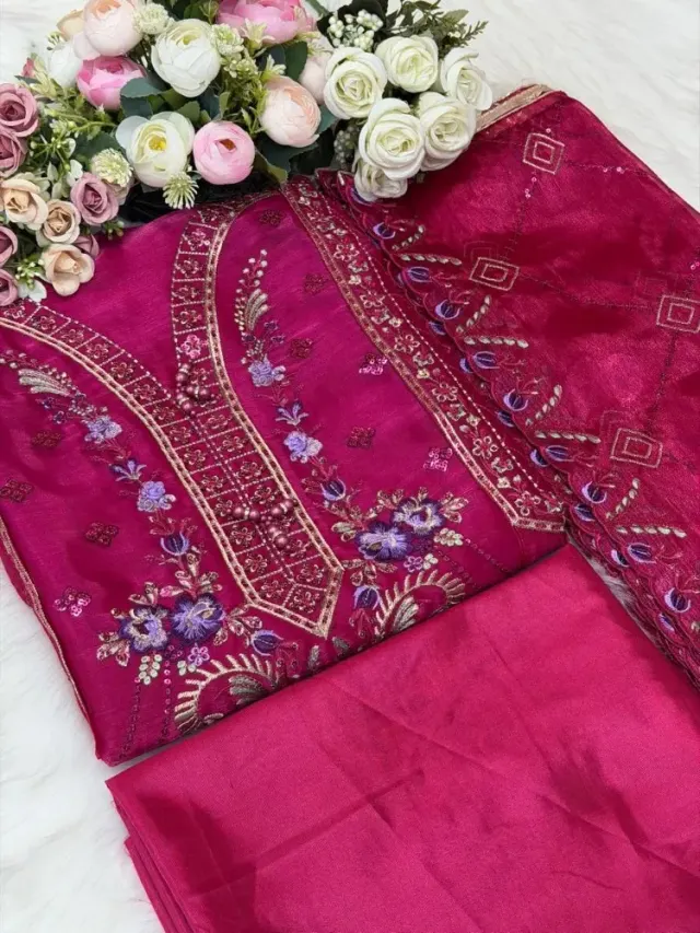 Premium Embroidered Jimmy Chu Georgette 4-Piece Set for Women - Shopemart 1