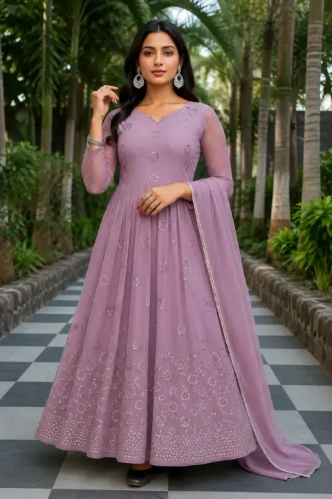 Nud Embroidered Anarkali Gown