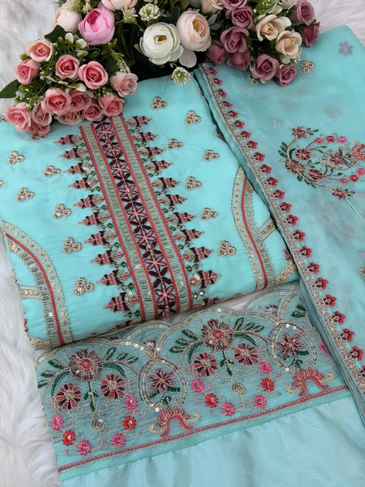 Premium Embroidered Star Georgette 4-Piece For Women - Shopemart 1