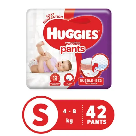 Huggies Wonder Pants S 42s (4-8 Kg) BUBBLE BED — Huggies