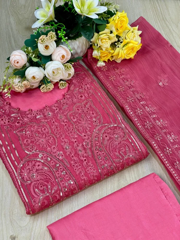 Premium Embroidered Shiffon Georgette 4-Piece For Woment - Shopemart 1