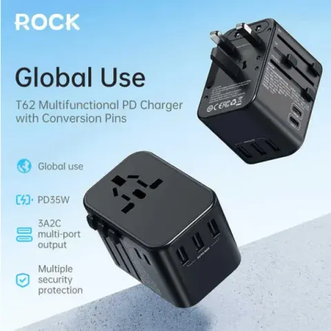 ROCK T62 35.5W Global Travel Multifunctional Plug PD Fast Charger Power Adapter — ROCK