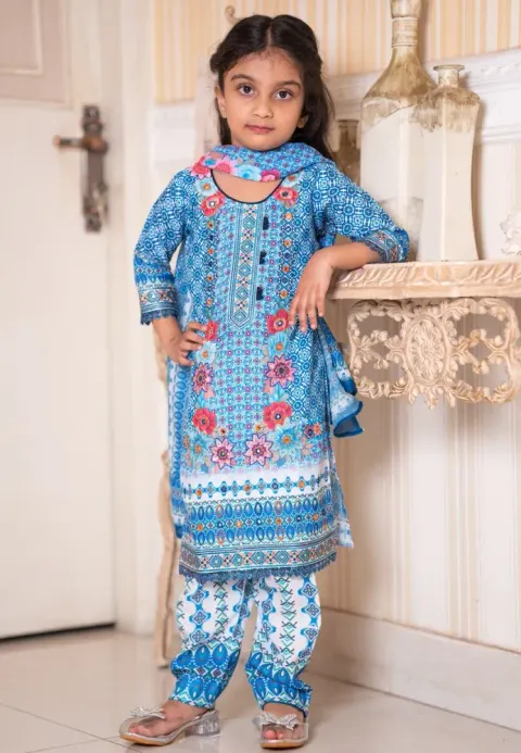 Baby Girl 3-Piece Salwar Kameez Set with Dupatta - Shopemart