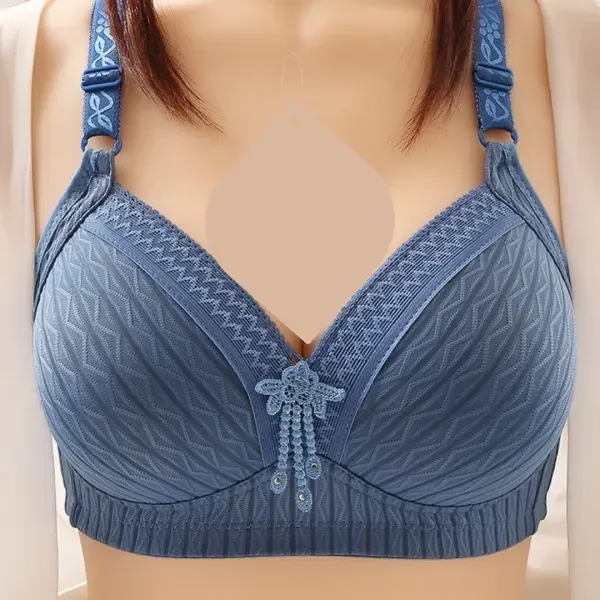 Blue Front Closure Full Coverage Wide Strap Comfort Bra