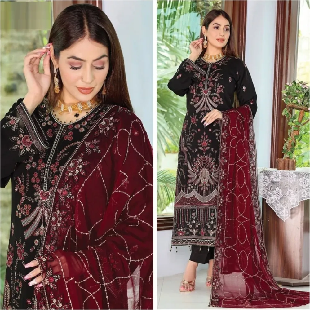 Georgette Semi Stitched Salwar Suit - Shopemart 1