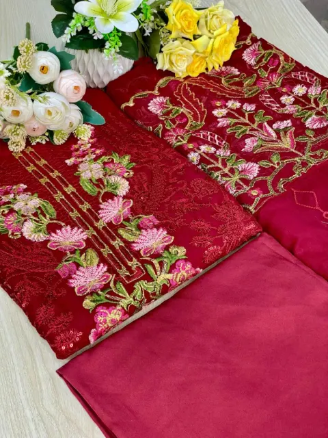 Premium Embroidered Soft Georgette 4-Piece For Women - Shopemart 1