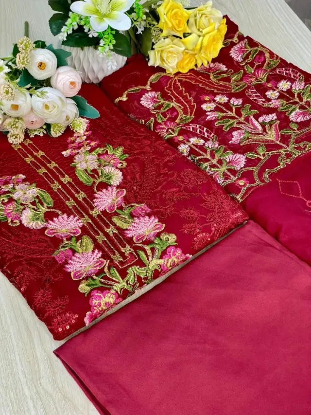 Premium Embroidered Soft Georgette 4-Piece For Women - Shopemart 1