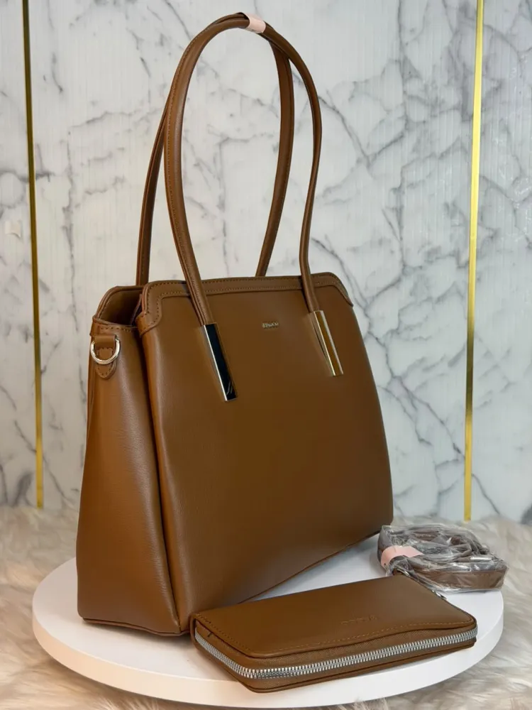 BACCO Premium Women's PU Leather Handbag with Matching Wallet & Shoulder Strap - Shopemart 1
