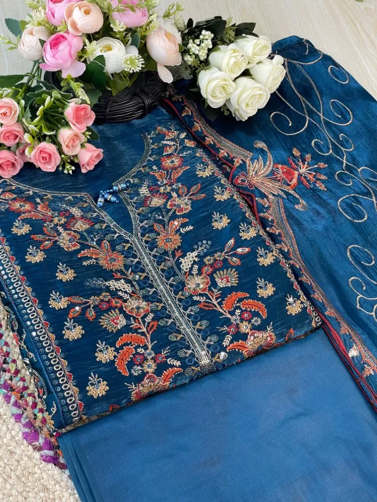 Premium Embroidered Jimmy Chu Georgette 4-Piece Set for Women - Shopemart 1