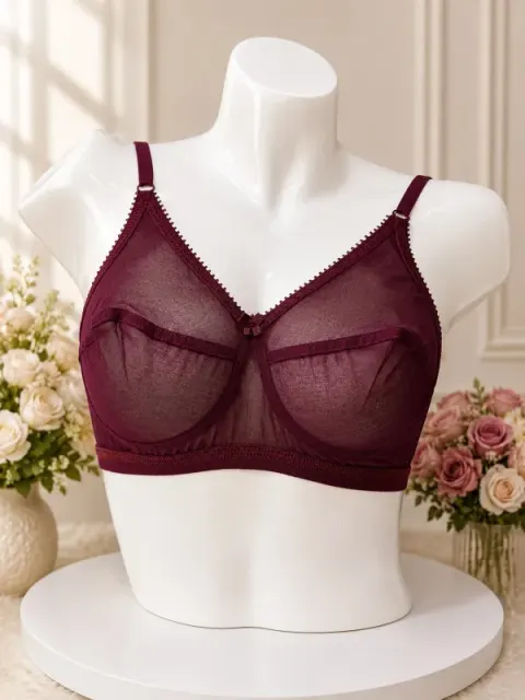 Coffee Non-Padded Non-Wired Cotton Bra Full Coverage C Cup
