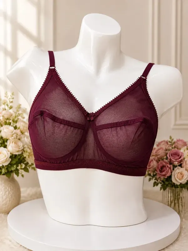 Coffee Non-Padded Non-Wired Cotton Bra Full Coverage C Cup