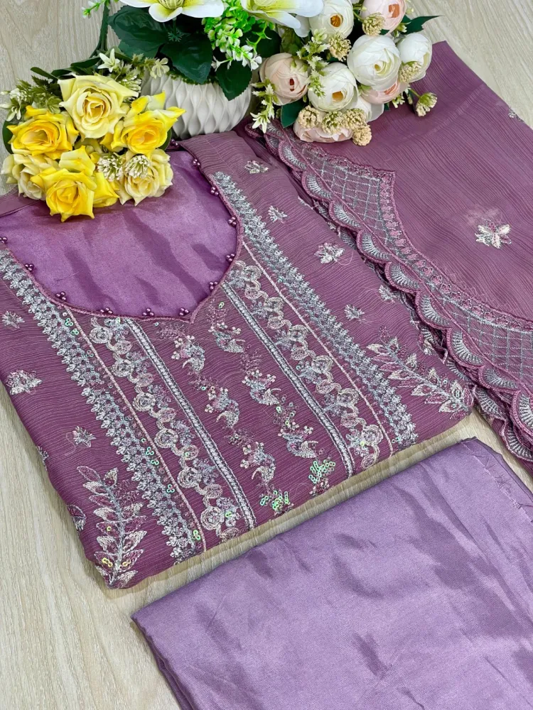 Premium Embroidered Shiffon Georgette 4-Piece For Women - Shopemart 1