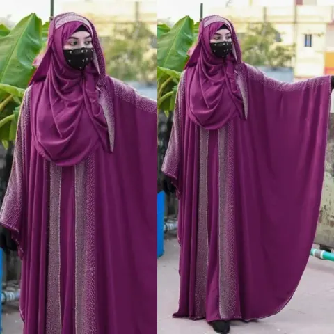 Magenta Butterfly with Niqab Irani Abaya Borka