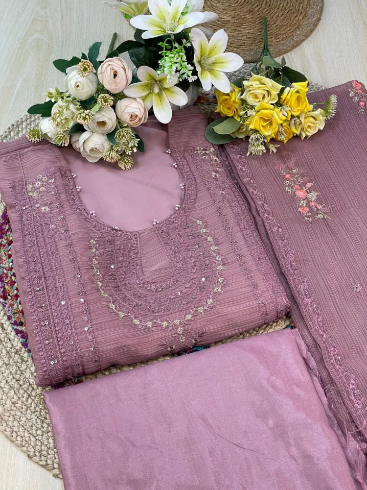 Premium Embroidered Shiffon Georgette 4-Piece For Women - Shopemart 1