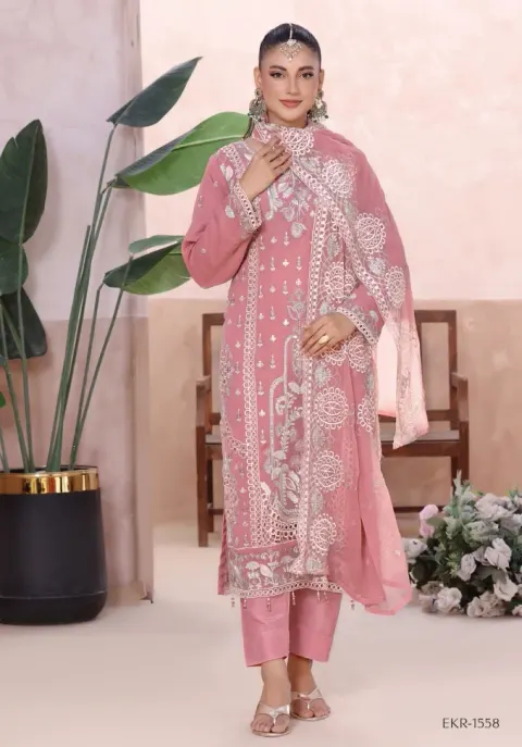 MAHJABEEN – Premium Shifoon Semi-Stitched Collection - Shopemart 1