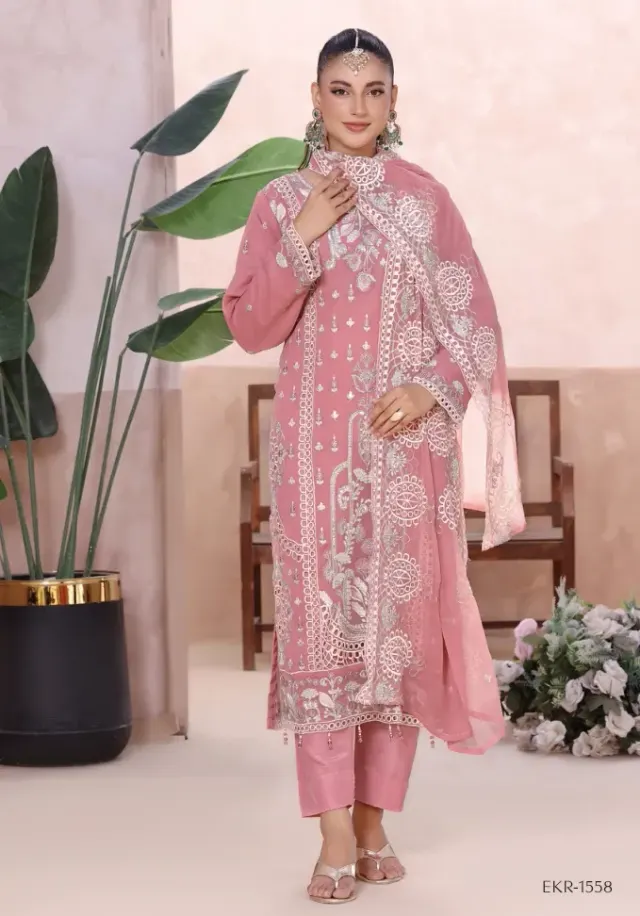 MAHJABEEN – Premium Shifoon Semi-Stitched Collection - Shopemart 1