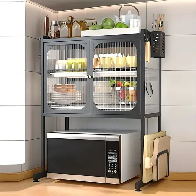 Countertop Microwave Stand With Storage Cabinet