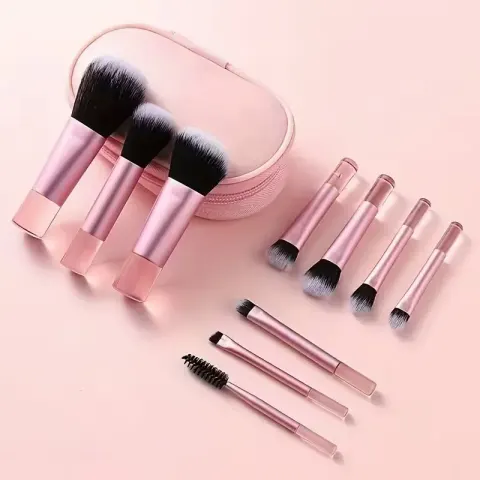 Mini Travel Makeup Brush Set - 10pcs Portable Face & Eye Brushes with Pouch — Maange
