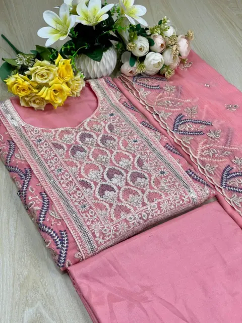Premium Embroidered Shiffon Georgette 4-Piece For Women - Shopemart 1
