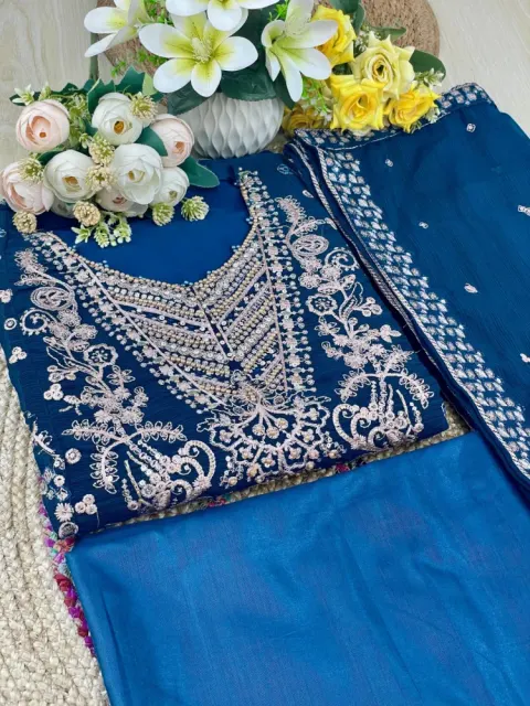 Premium Embroidered Shiffon Georgette 4-Piece For Women - Shopemart 1