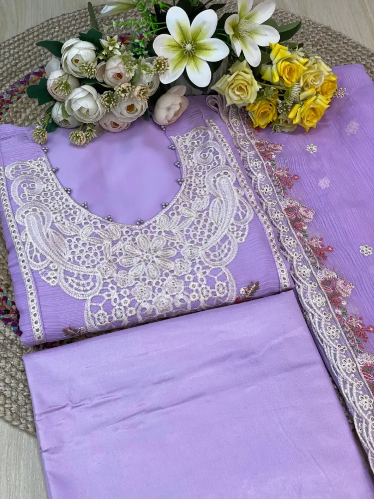 Premium Embroidered Shiffon Georgette 4-Piece For Women - Shopemart 1