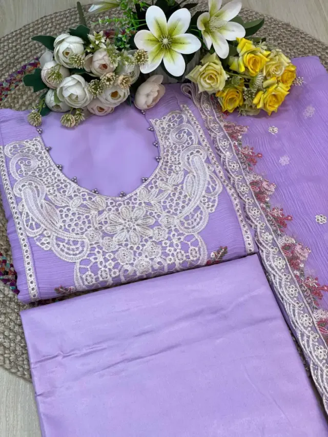Premium Embroidered Shiffon Georgette 4-Piece For Women - Shopemart 1