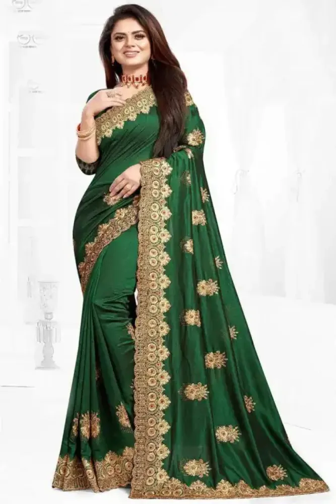 Georgette Embroidered Saree for Women S-3054 gr