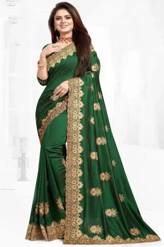 Georgette Embroidered Saree for Women S-3054 gr