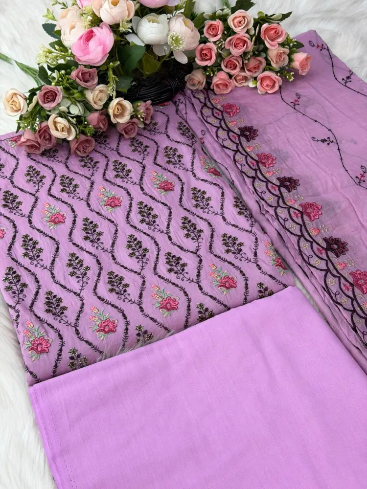 Elegant Embroidered Pure Cotton Three Piece - Shopemart 1