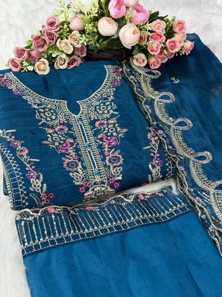 Premium Embroidered Jimmy Chu Georgette 4-Piece Set for Women - Shopemart 1