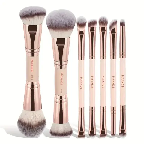 Maange 7pcs Double Head Face & eye Brush Set - Rose Gold — Maange