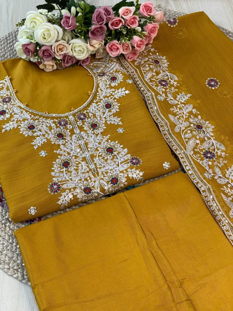 Premium Embroidered Shiffon Georgette 4-Piece For Women - Shopemart 1