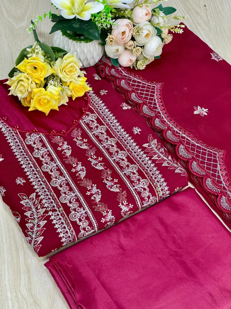 Premium Embroidered Shiffon Georgette 4-Piece For Women - Shopemart 1