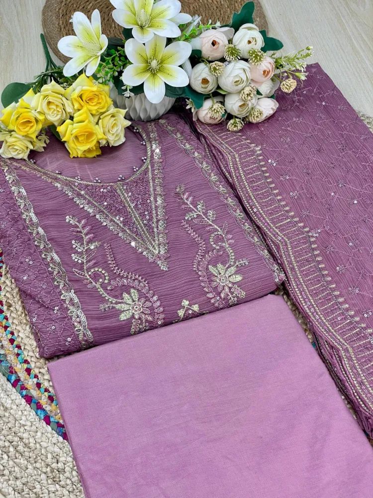 Premium Embroidered Shiffon Georgette 4-Piece For Women - Shopemart 1
