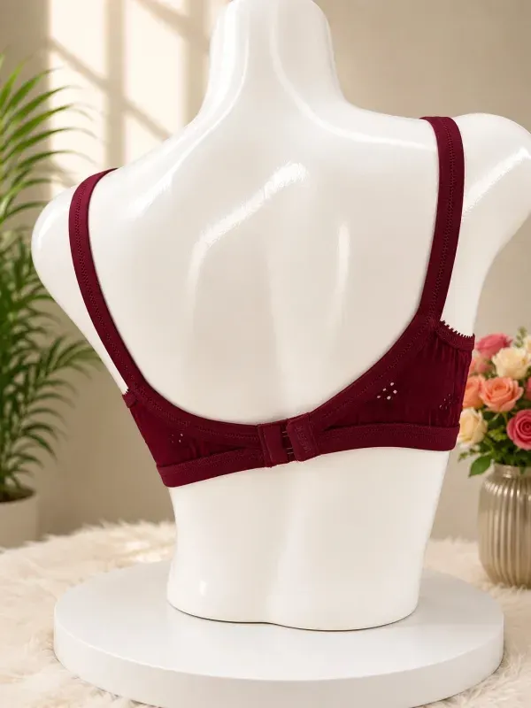 Maroon Non-Padded Plus Size Cotton Blend Bra for Women