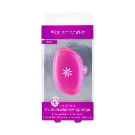 Brushworks HD Miracle Silicone Sponge - Oval Pink — BRUSH WORKS beauty accessory