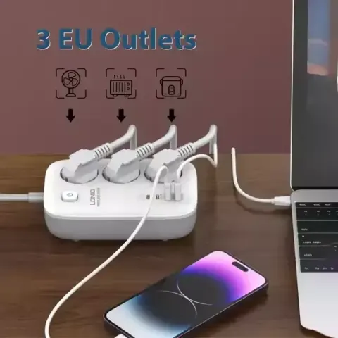 LDNIO SE3436 Power Strip 3 Socket 3250W GaN Charger Colokan USB Fast — LDNIO