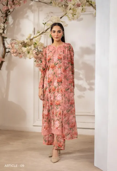 Gulljee Ziva Embroidered Digital Printed Lawn - Shopemart 1
