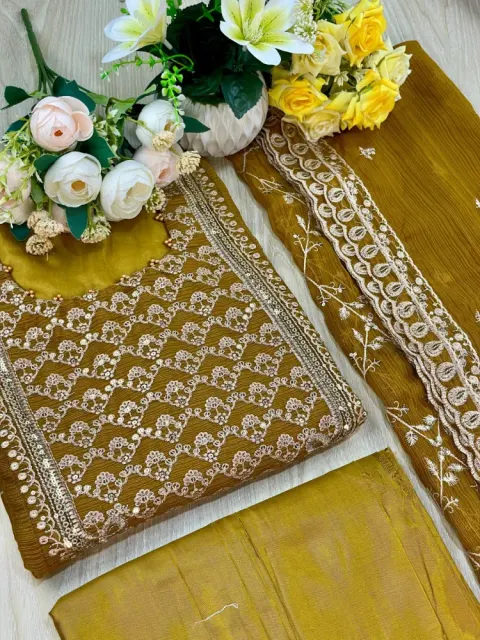 Premium Embroidered Shiffon Georgette 4-Piece For Women - Shopemart 1