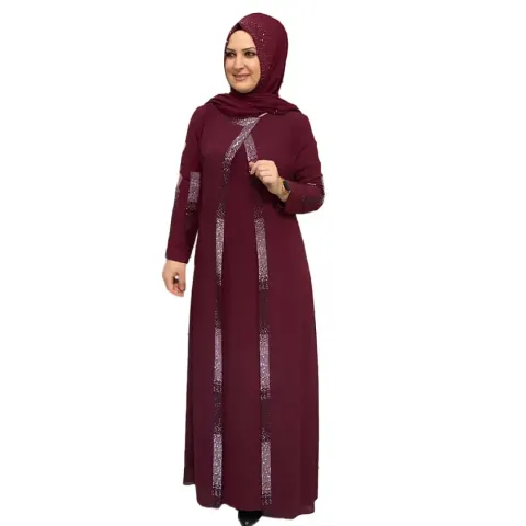 Maroon Stone Work Irani Abaya Borka