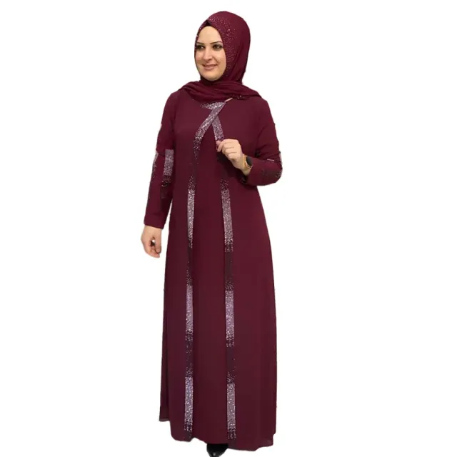 Maroon Stone Work Irani Abaya Borka