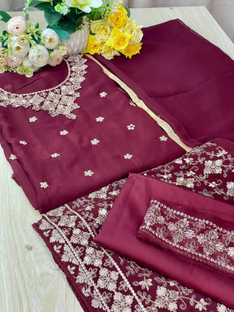 Georgette Semi Stitched Salwar Suit - Shopemart 1