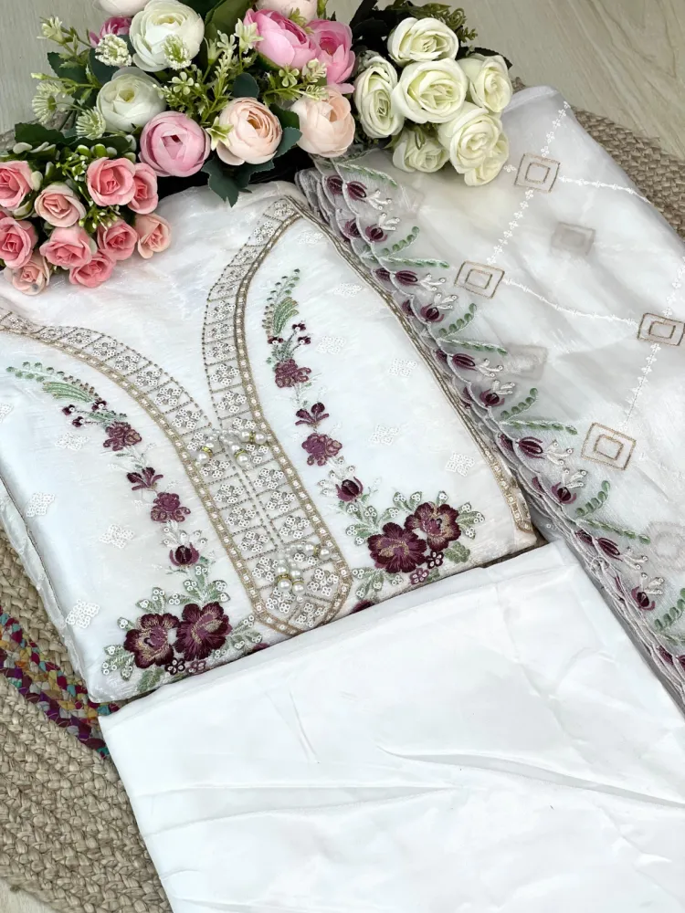 Premium Embroidered Jimmy Chu Georgette 4-Piece Set for Women - Shopemart 1