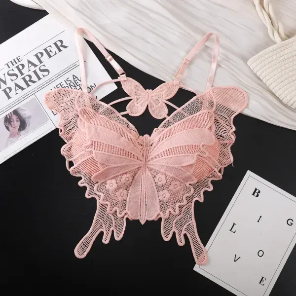 Pink Butterfly Wear Bra – Elegant Lace Butterfly Design Bra for Women