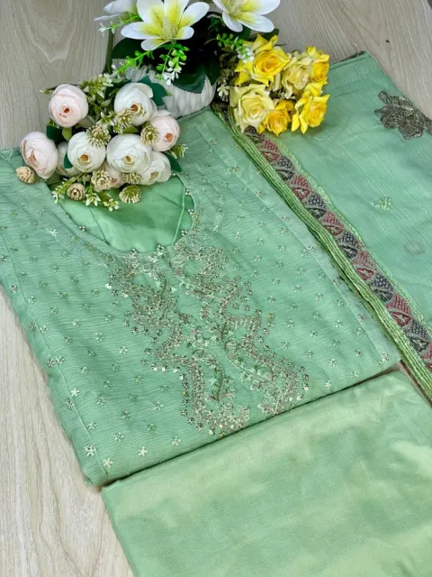 Premium Embroidered Shiffon Georgette 4-Piece For Women - Shopemart 1