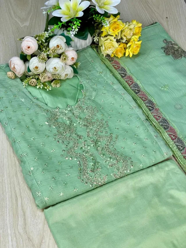 Premium Embroidered Shiffon Georgette 4-Piece For Women - Shopemart 1
