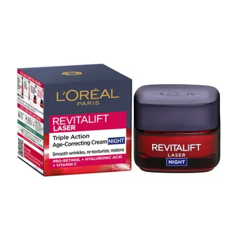 L'Oreal Revitalift Laser Triple Action Age - Correcting Night Cream 50ml — LOREAL night moisturiser