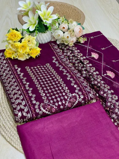 Premium Embroidered Shiffon Georgette 4-Piece For Women - Shopemart 1